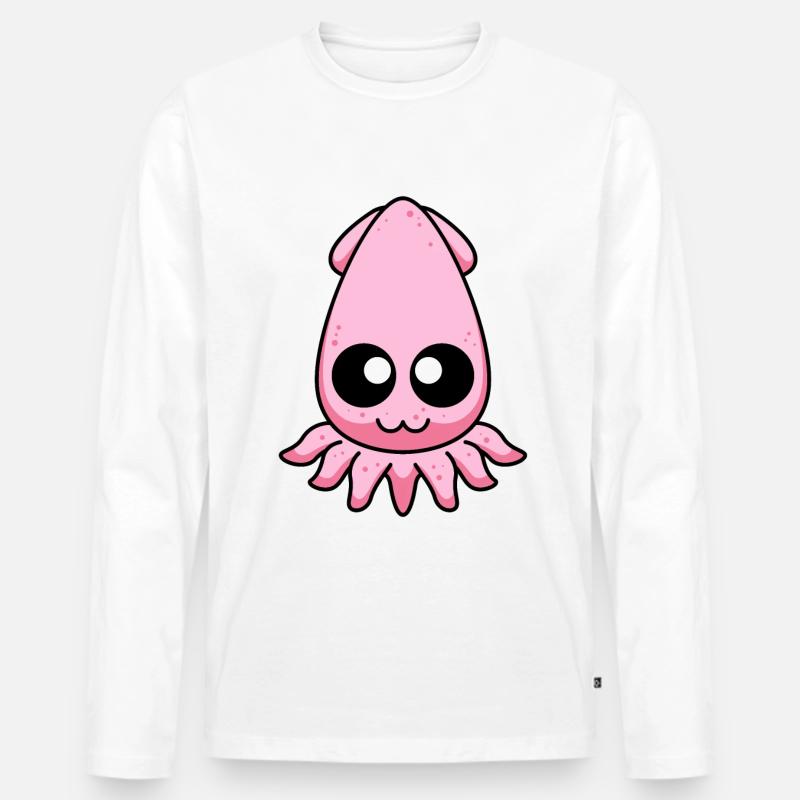 Tintenfisch Comic Tier - Männer Premium Bio Langarmshirt - Weiß