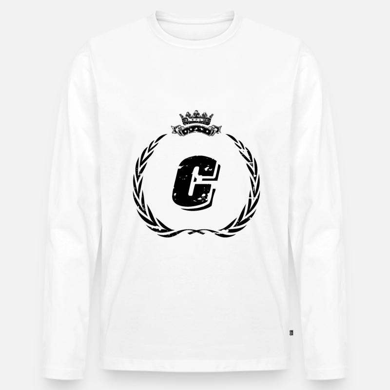C Buchstabe Kranz - Männer Premium Bio Langarmshirt - Weiß