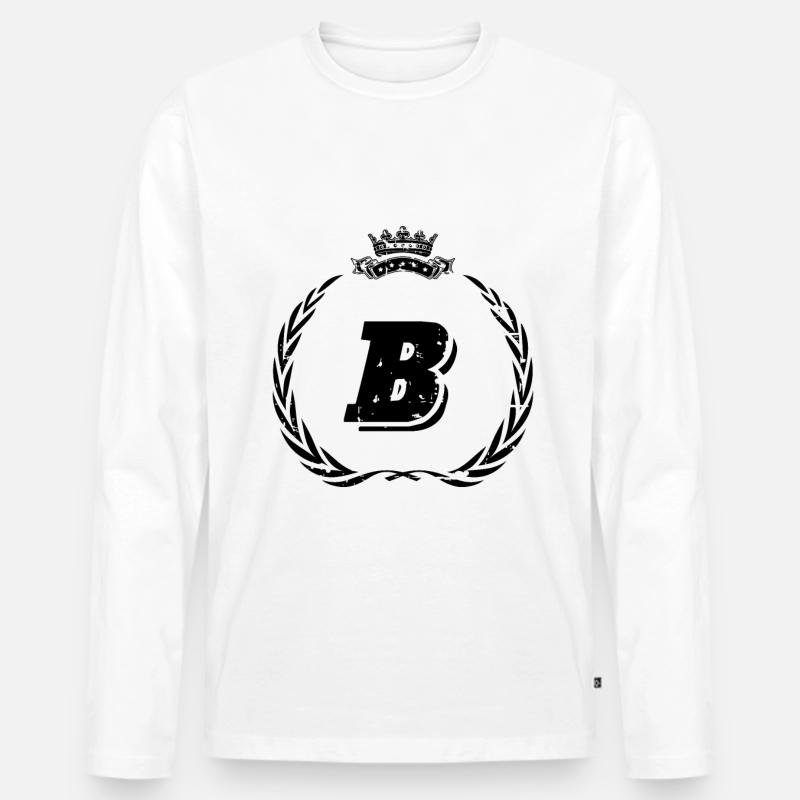 B Buchstabe Kranz - Männer Premium Bio Langarmshirt - Weiß