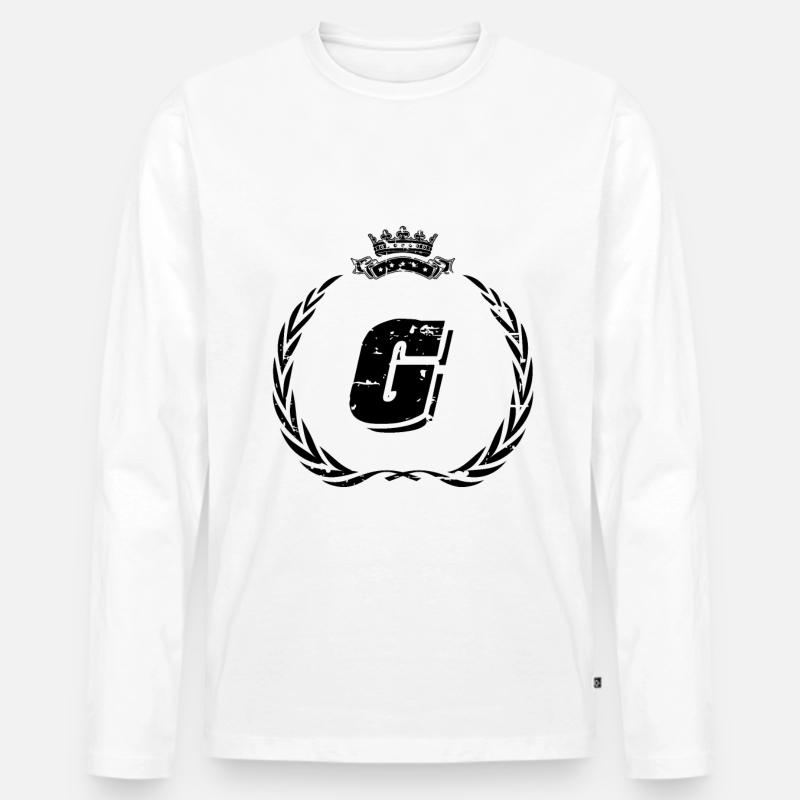 G Buchstabe Kranz - Männer Premium Bio Langarmshirt - Weiß