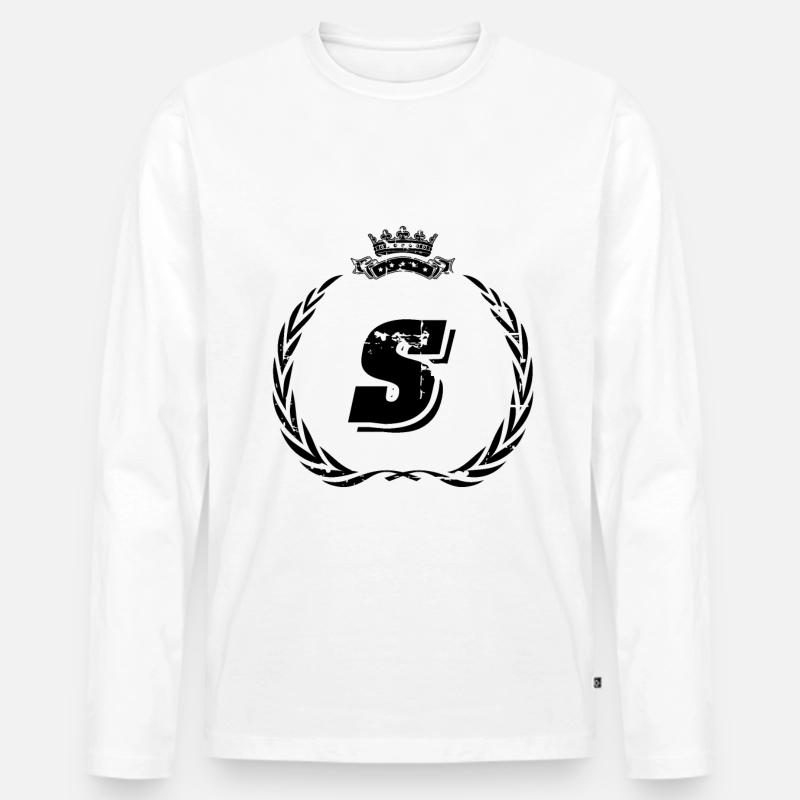 S Buchstabe Kranz - Männer Premium Bio Langarmshirt - Weiß