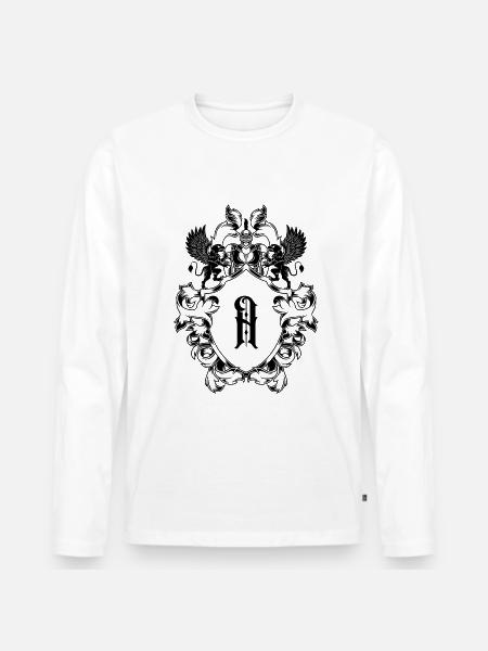 A Buchstabe Wappen - Männer Premium Bio Langarmshirt - Weiß