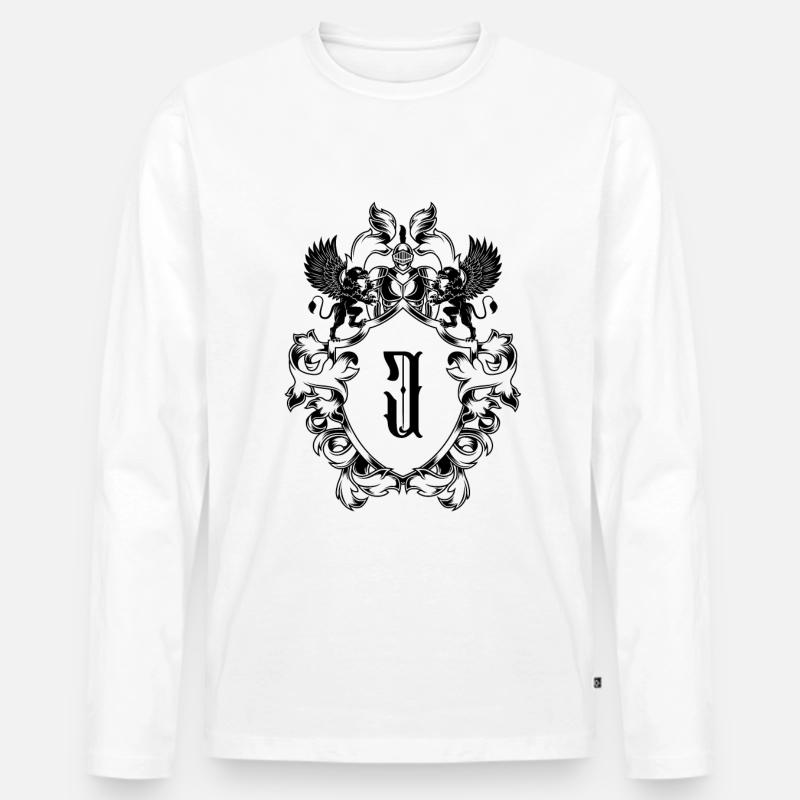 J Buchstabe Wappen - Männer Premium Bio Langarmshirt - Weiß