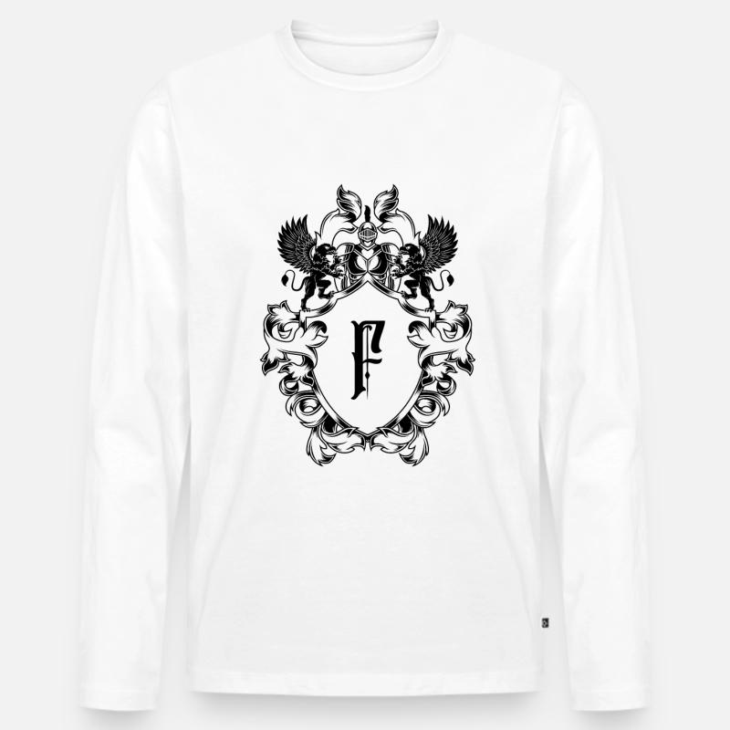 F Buchstabe Wappen - Männer Premium Bio Langarmshirt - Weiß