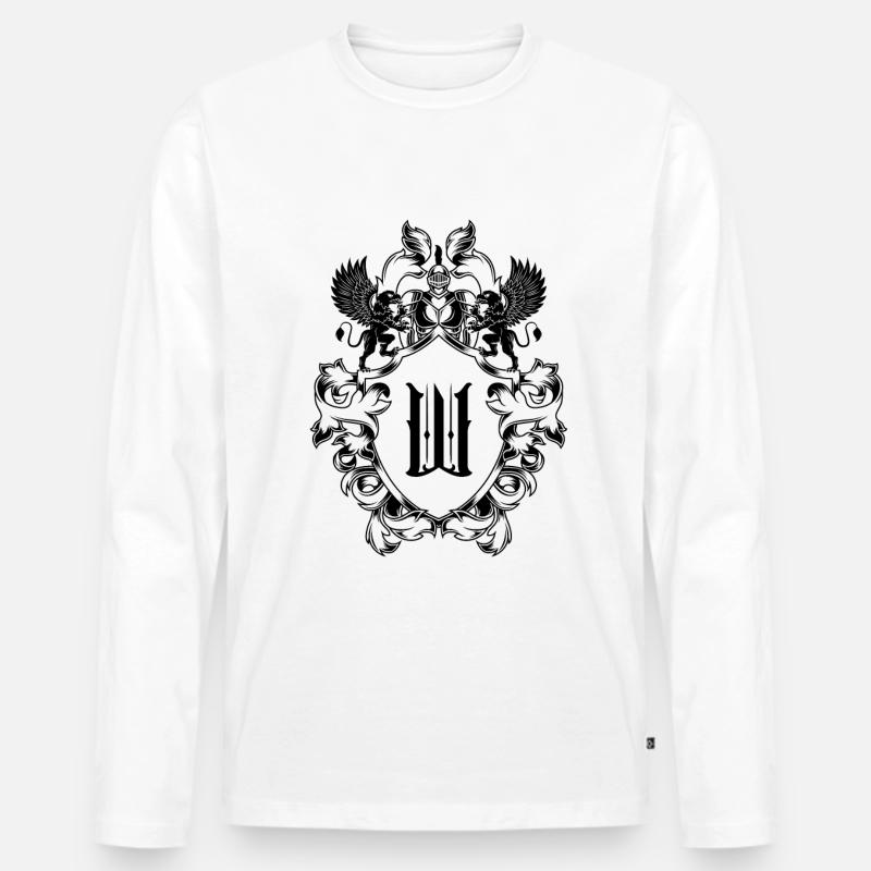 W Buchstabe Wappen - Männer Premium Bio Langarmshirt - Weiß