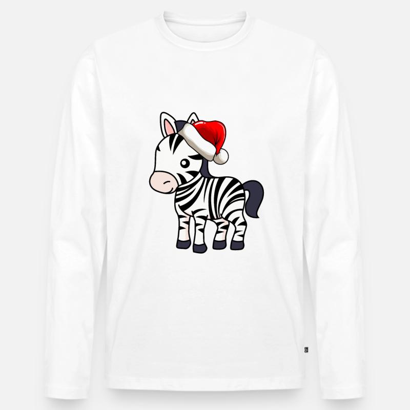 Zebra Comic Weihnachten - Männer Premium Bio Langarmshirt - Weiß