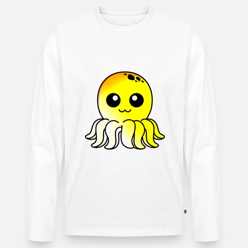 Krake Comic Tier - Männer Premium Bio Langarmshirt - Weiß