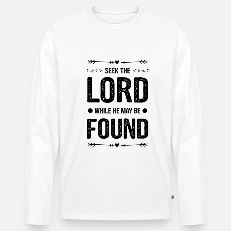 gott bibel spruch - Männer Premium Bio Langarmshirt - Weiß