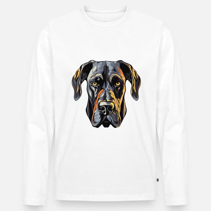 Great Dane Hund Portrait - Männer Premium Bio Langarmshirt - Weiß
