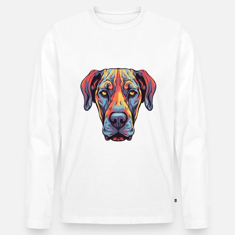 Great Dane Hund Portrait - Männer Premium Bio Langarmshirt - Weiß