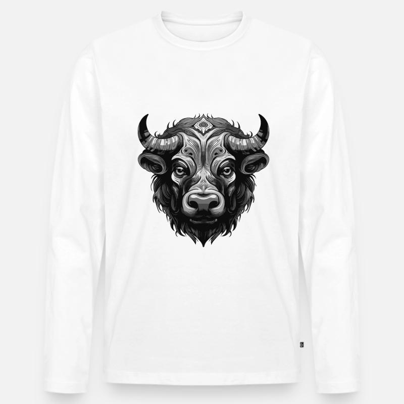 Bulle Portrait Taurus - Männer Premium Bio Langarmshirt - Weiß