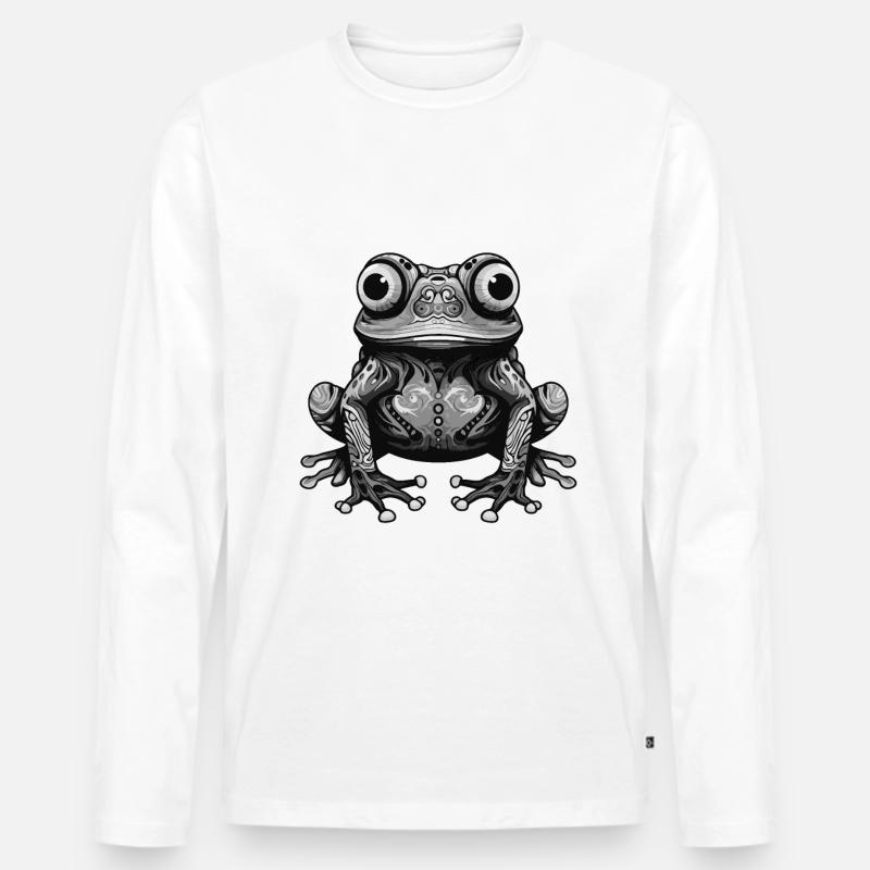 Frosch Portrait - Männer Premium Bio Langarmshirt - Weiß