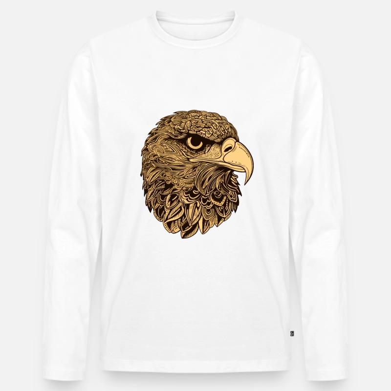 Adler Kopf Tier - Männer Premium Bio Langarmshirt - Weiß