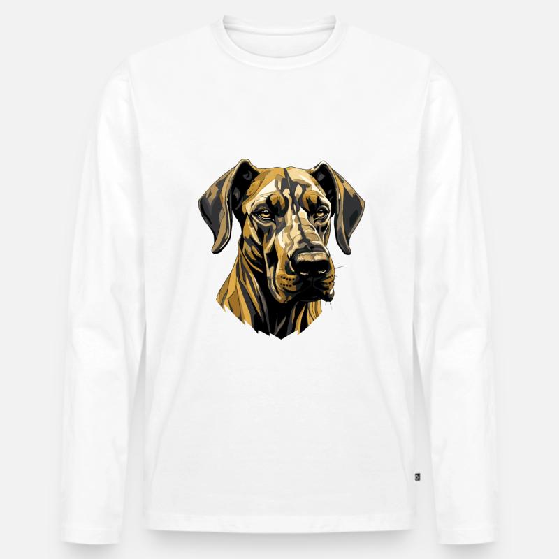 Great Dane Hund Kopf - Männer Premium Bio Langarmshirt - Weiß