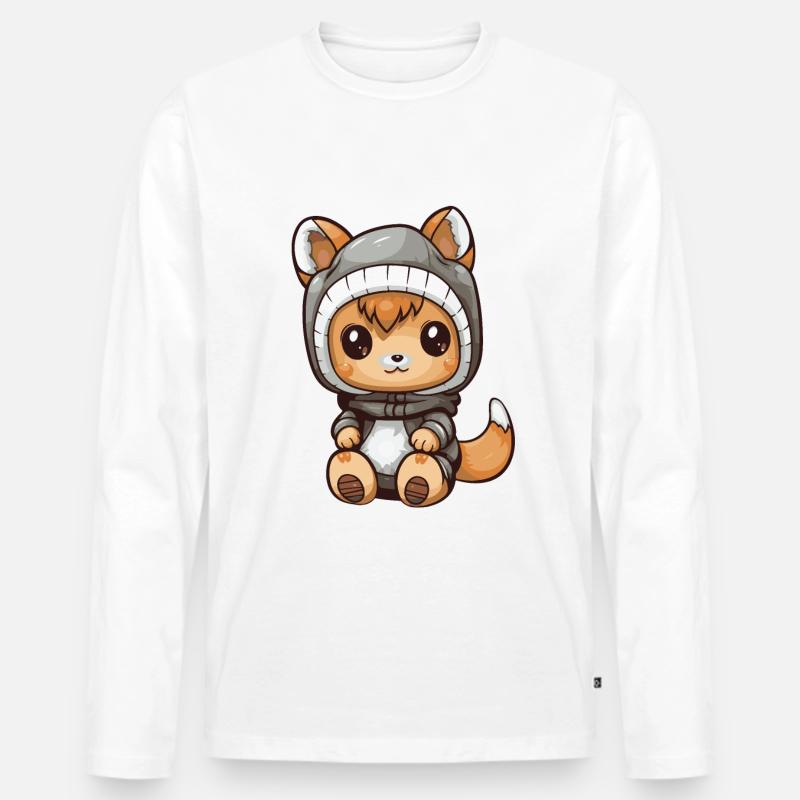 Eichhörnchen Winter Comic - Männer Premium Bio Langarmshirt - Weiß