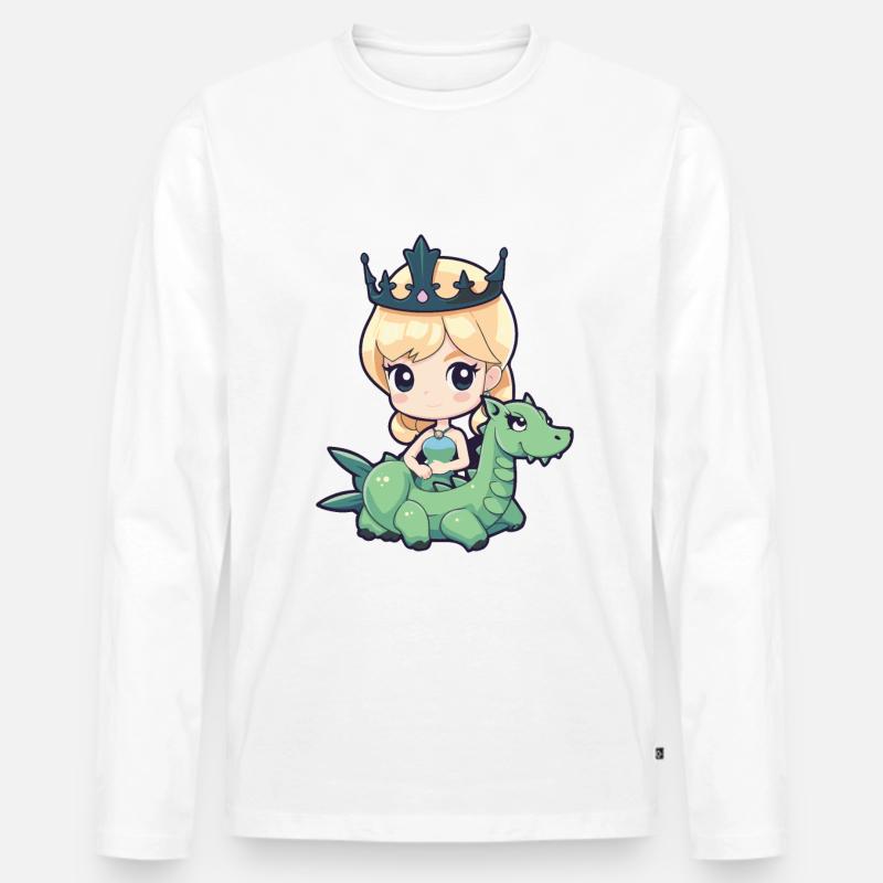 Prinzessin Drache Comic - Männer Premium Bio Langarmshirt - Weiß