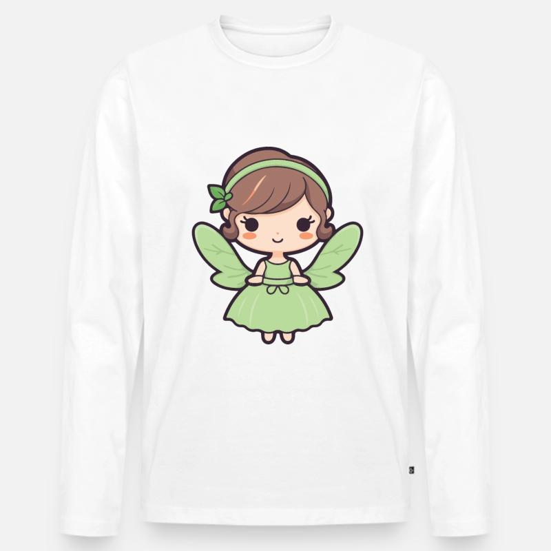 Fee Comic Niedlich - Männer Premium Bio Langarmshirt - Weiß