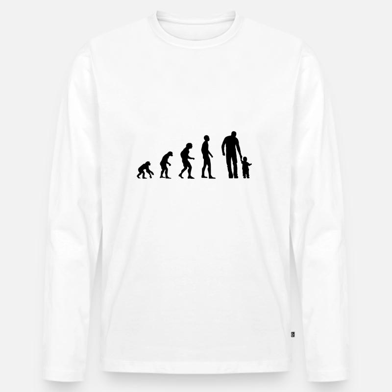 Vater Evolution Daddy dad - Männer Premium Bio Langarmshirt - Weiß