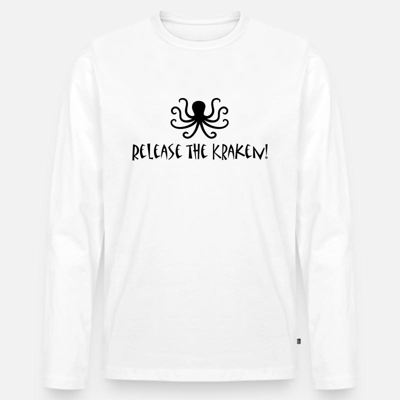 Release the Kraken - Männer Premium Bio Langarmshirt - Weiß