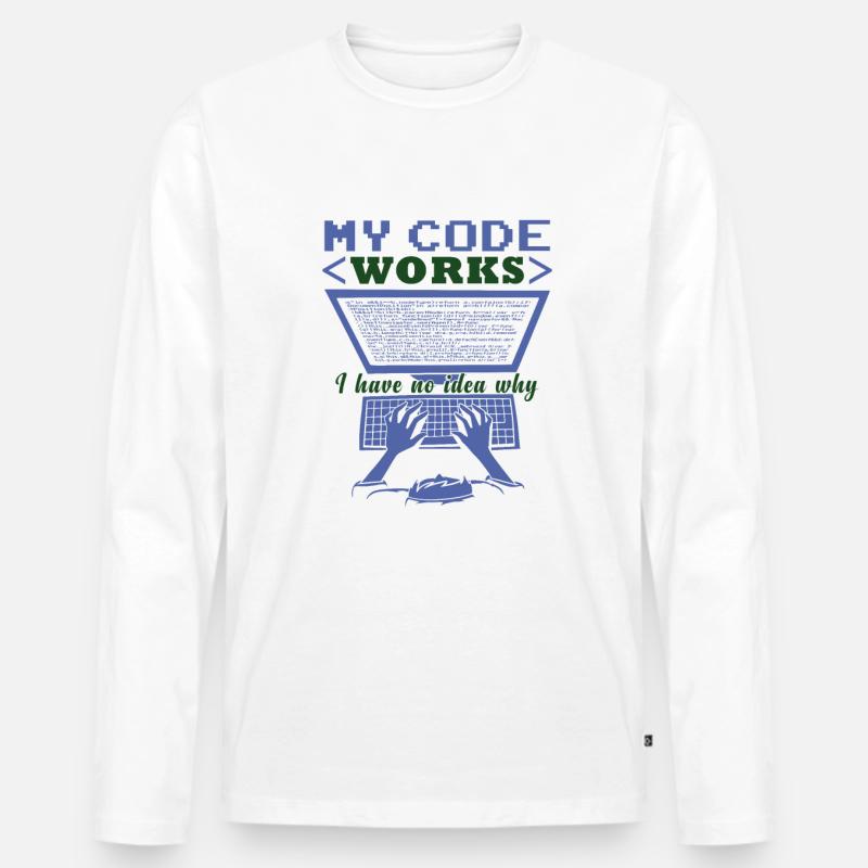 Funny Code Joke Coding - Men's Premium Organic Long Sleeve Shirt - white