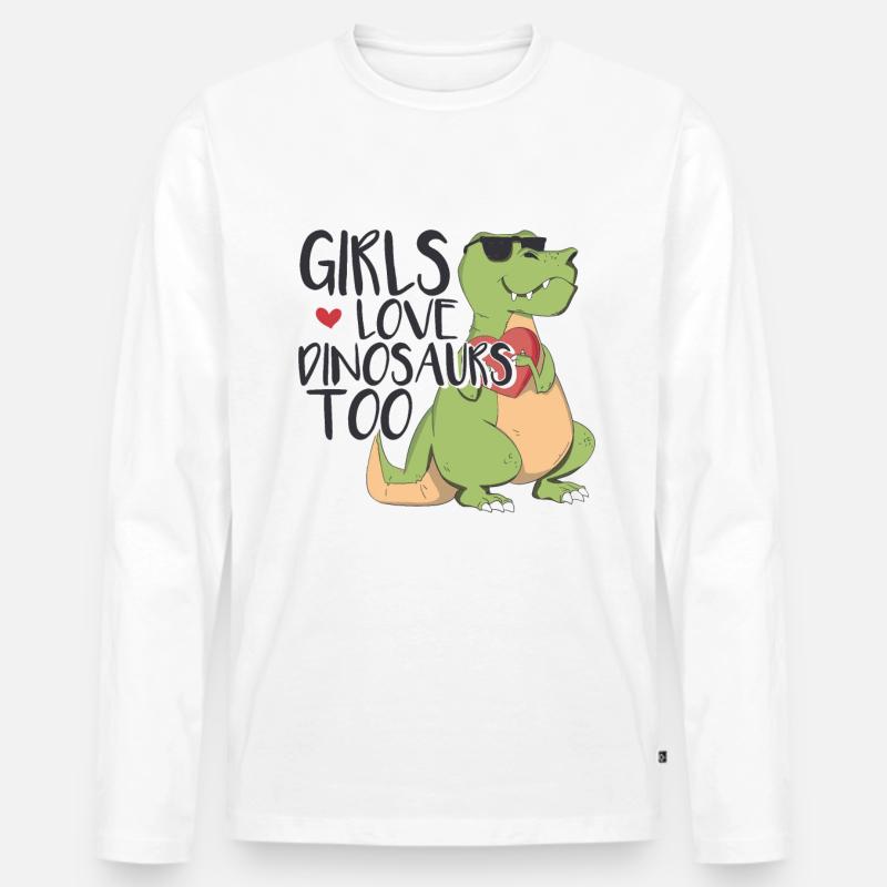 Kinder Dinosaurier T-Rex Mädchen - Männer Premium Bio Langarmshirt - Weiß