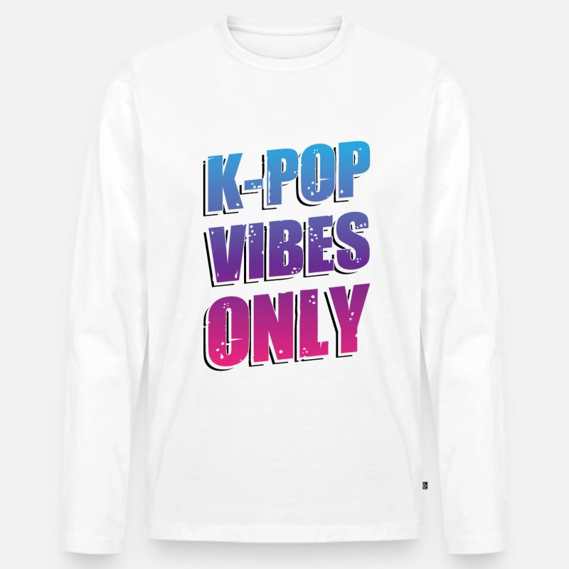 Nur K-Pop-Vibes - Männer Premium Bio Langarmshirt - Weiß