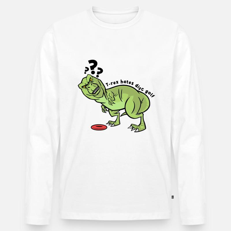 Disc Golf Frisbee T-Rex - Männer Premium Bio Langarmshirt - Weiß