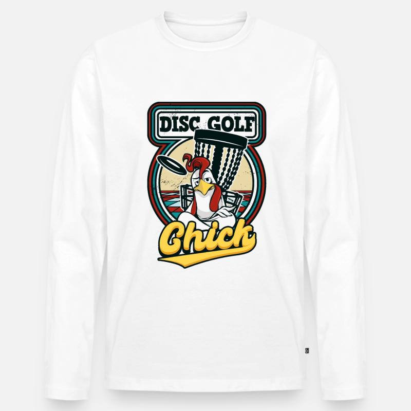 Disc Golf Damen - Männer Premium Bio Langarmshirt - Weiß