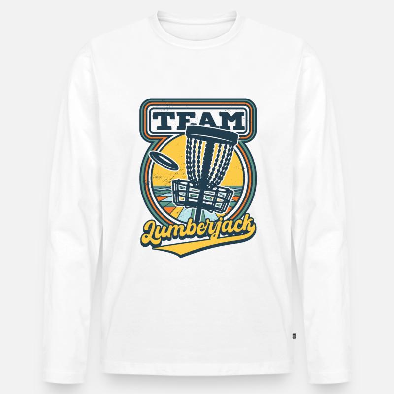 Team Holzfäller Disc Golf - Männer Premium Bio Langarmshirt - Weiß