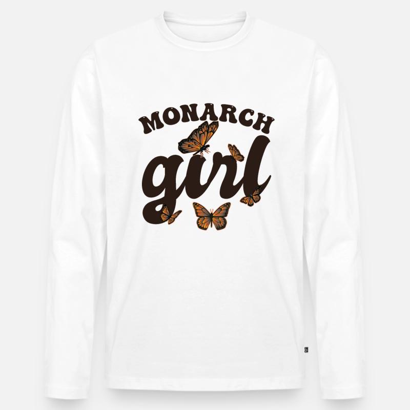 Monarch Mädchen - Männer Premium Bio Langarmshirt - Weiß