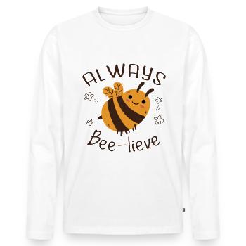 Cute Bumblebee - Men's Premium Organic Long Sleeve Shirt - white - Front - Nico (187cm)