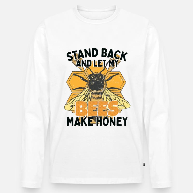 Lass meine Bienen Honig machen - Männer Premium Bio Langarmshirt - Weiß