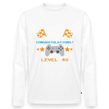 Level Up Congratulations Level 40 Achieved 40 Gebu - Men's Premium Organic Long Sleeve Shirt - white - Front - Nico (187cm)