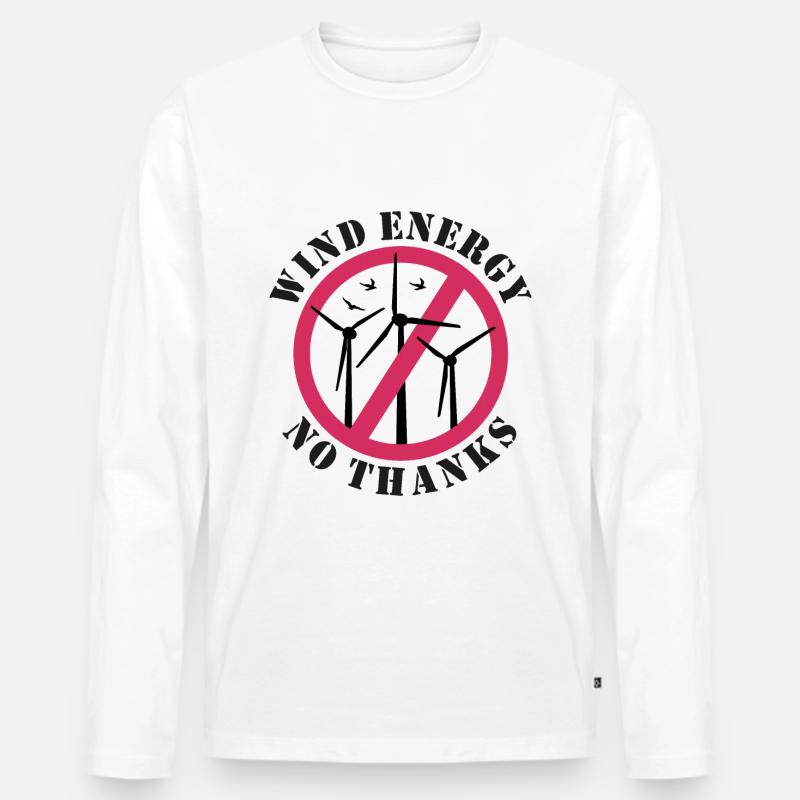 Wind Energy No Thanks - Männer Premium Bio Langarmshirt - Weiß
