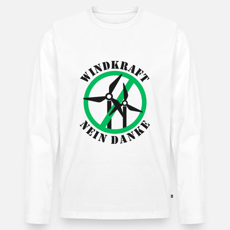 Windkraft Nein Danke - Männer Premium Bio Langarmshirt - Weiß