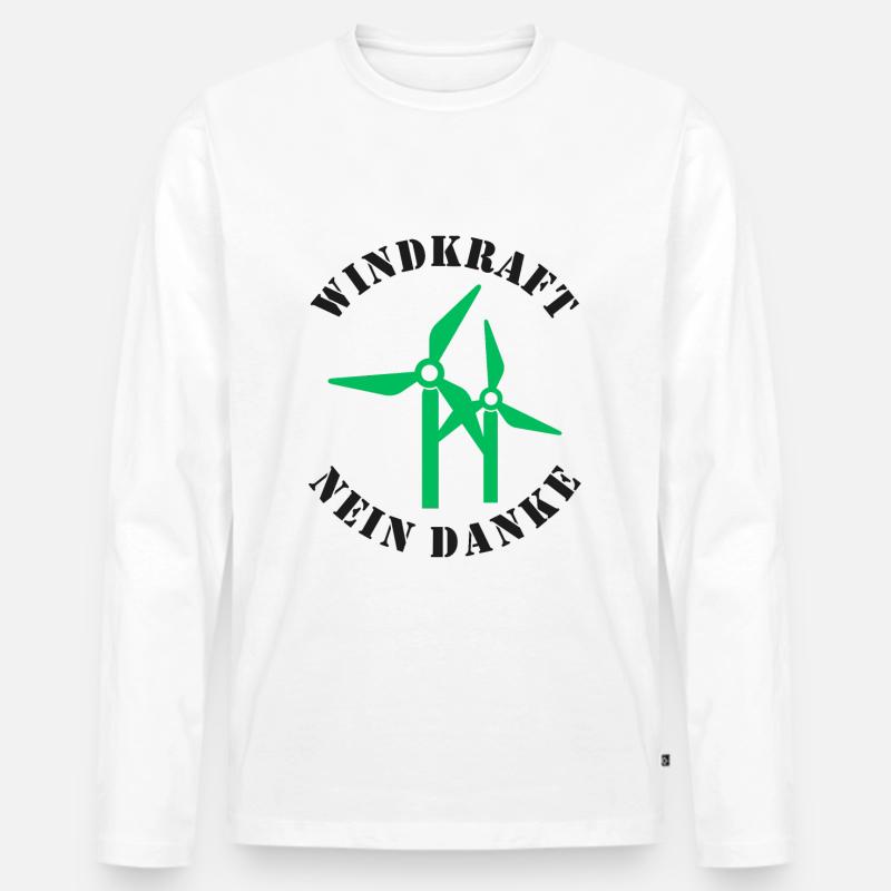 Windkraft Nein Danke - Männer Premium Bio Langarmshirt - Weiß