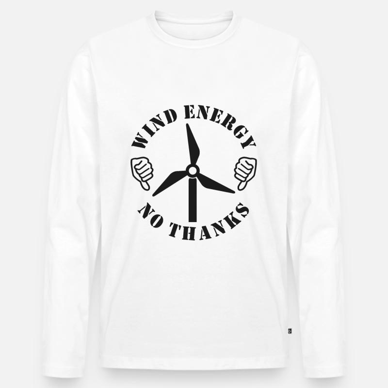 Windenergie Nein Danke, Daumen runter - Männer Premium Bio Langarmshirt - Weiß