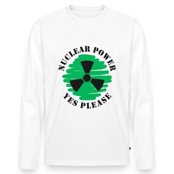 Nuclear Power, Yes Please, Nuclear Energy - Men's Premium Organic Long Sleeve Shirt - white - Front - Nico (187cm)