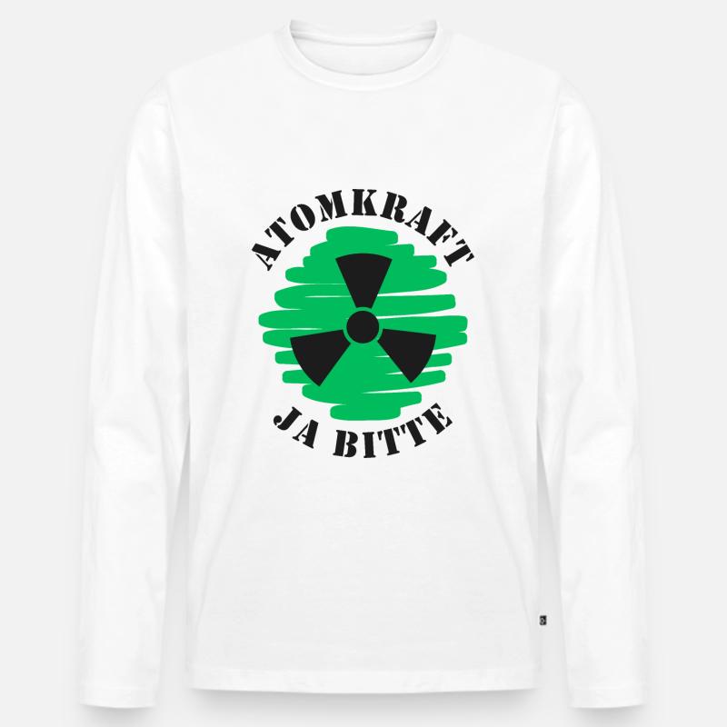 Atomkraft, Ja bitte, Kernenergie - Männer Premium Bio Langarmshirt - Weiß