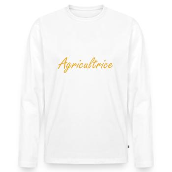 Je suis une agricultrice qui déchire ! - T-shirt manches longues Premium bio Homme - blanc - Devant - Nico (187cm)