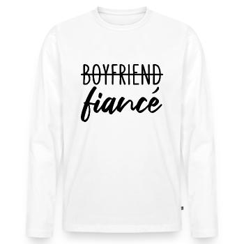 Boyfriend Fiancé Fiancé Engagement - T-shirt manches longues Premium bio Homme - blanc - Devant - Nico (187cm)