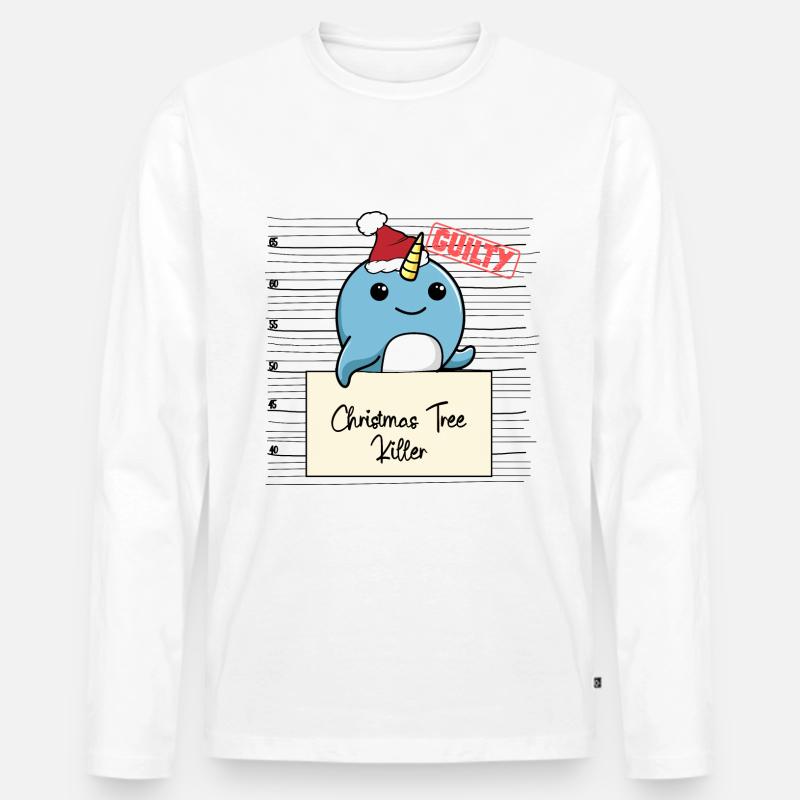 Weihnachtsbaum Umschubser Narwal - Männer Premium Bio Langarmshirt - Weiß