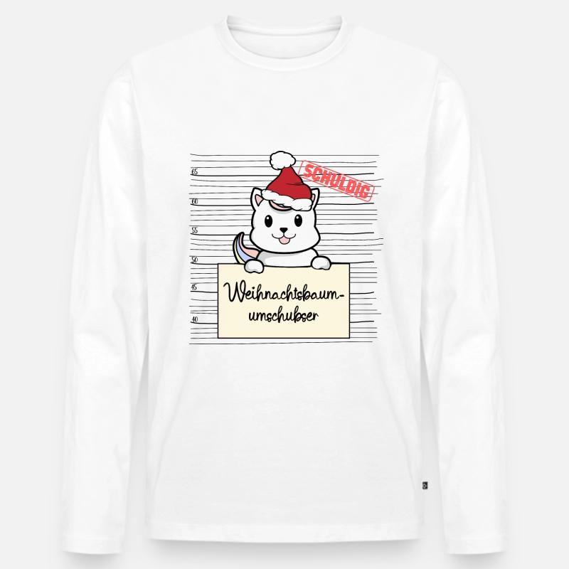 Weihnachtsbaum Umschubser Einhorn Katze - Männer Premium Bio Langarmshirt - Weiß