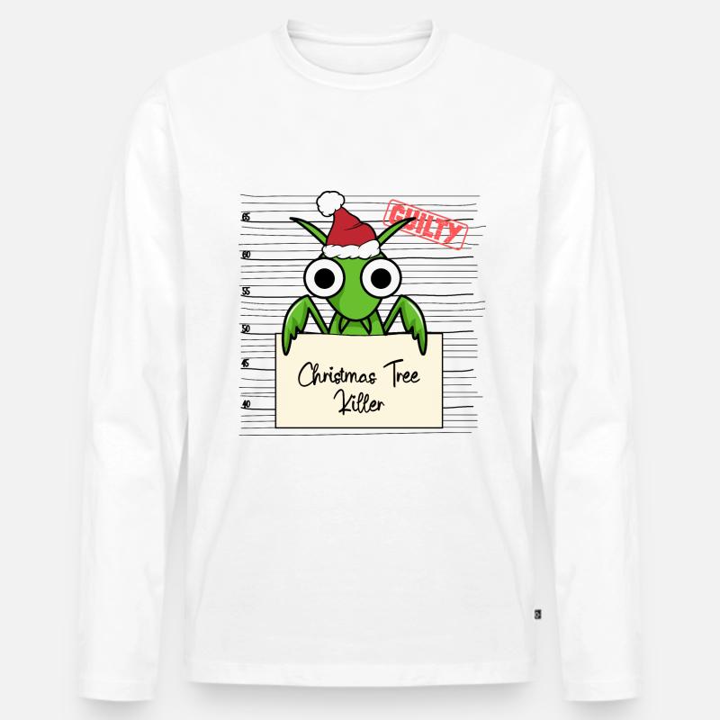 Weihnachtsbaum Umschubser Gottesanbeterin - Männer Premium Bio Langarmshirt - Weiß