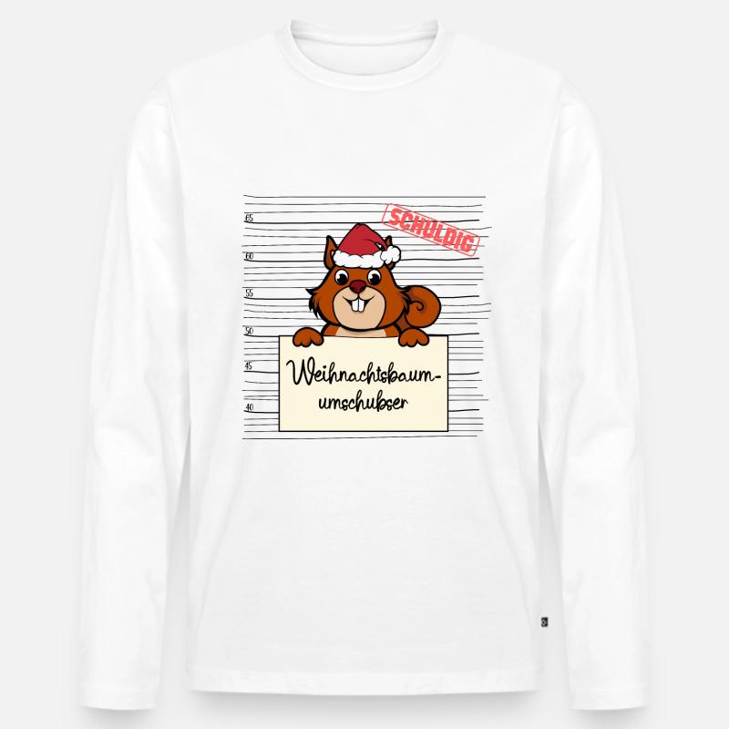 Weihnachtsbaum Umschubser Eichhörnchen - Männer Premium Bio Langarmshirt - Weiß