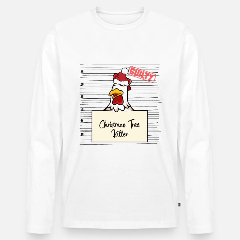 Weihnachtsbaum Umschubser Huhn - Männer Premium Bio Langarmshirt - Weiß