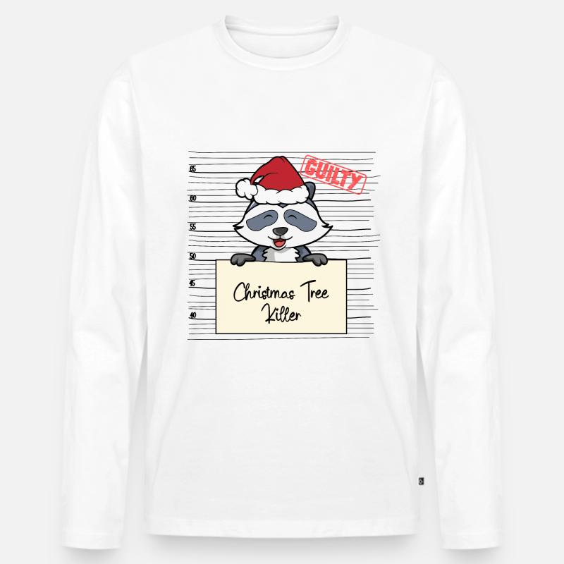 Weihnachtsbaum Umschubser Waschbär - Männer Premium Bio Langarmshirt - Weiß