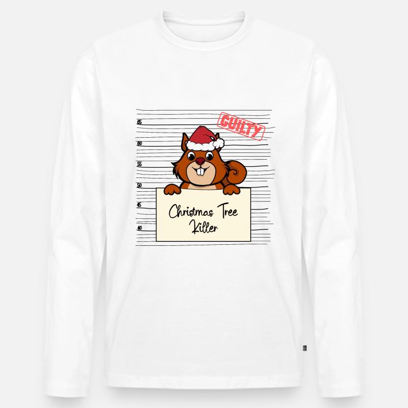 Weihnachtsbaum Umschubser Eichhörnchen - Männer Premium Bio Langarmshirt - Weiß
