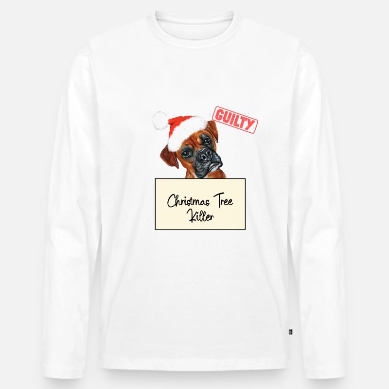 Weihnachtsbaum Umschubser Boxer - Männer Premium Bio Langarmshirt - Weiß