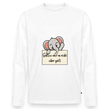 Elefant lustiger Spruch humor Gefängnisbild - Männer Premium Bio Langarmshirt - Weiß - Vorne - Nico (187cm)